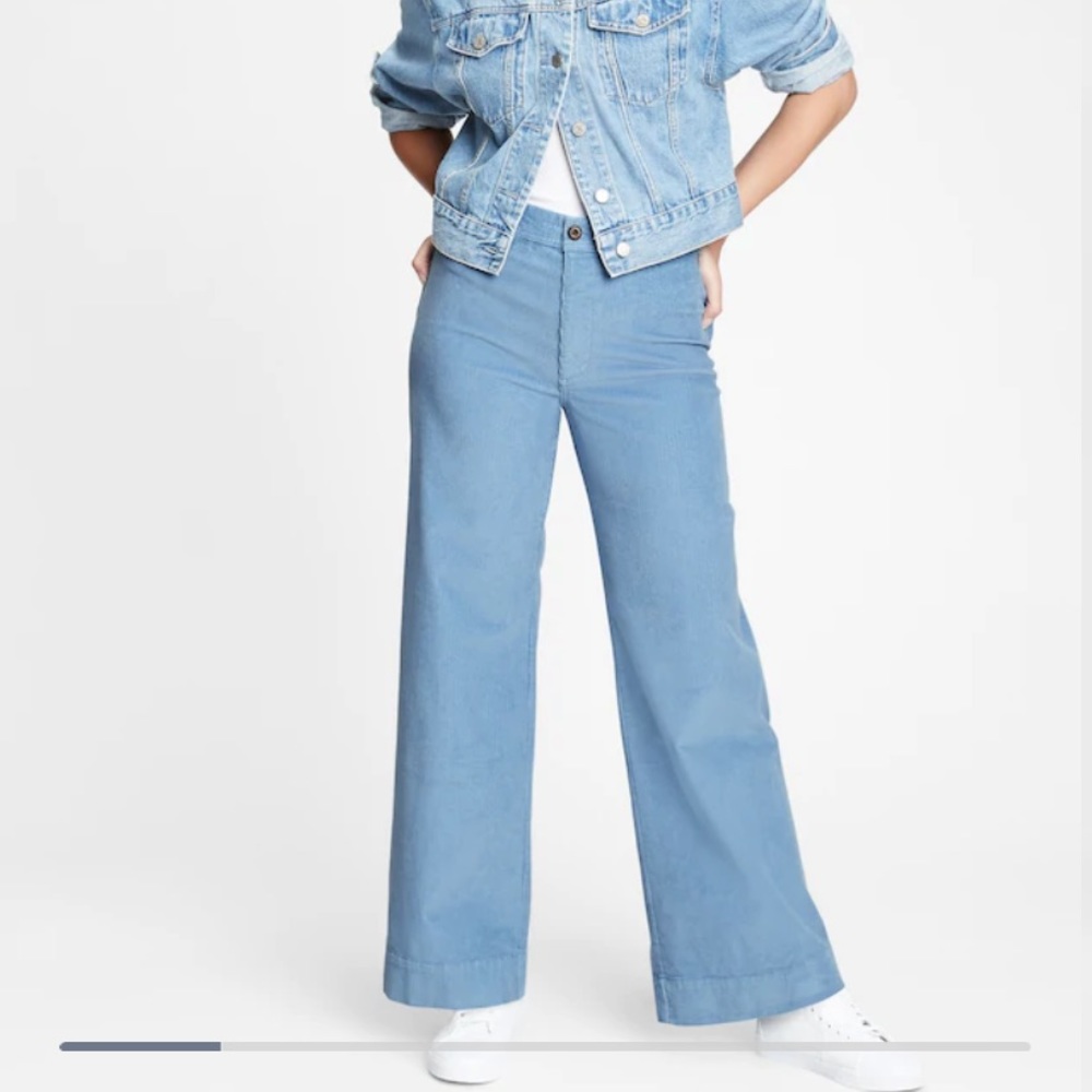 Gap High Rise Wide Leg Corduroy Pants Green